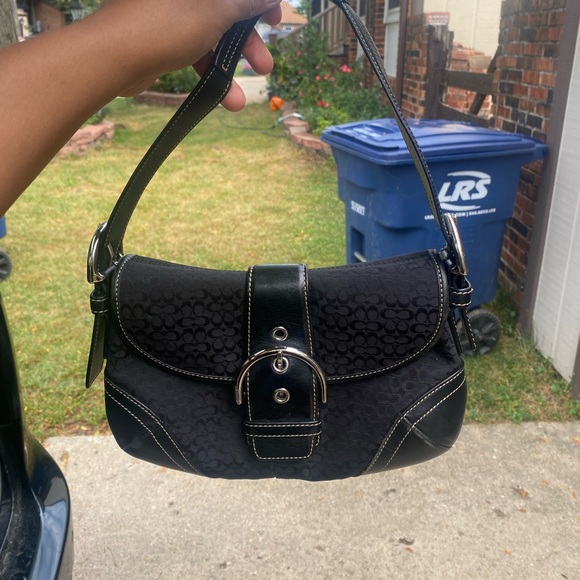 Coach Black Shoulder Bag with Silver Buckle - Picture 1 of 4
